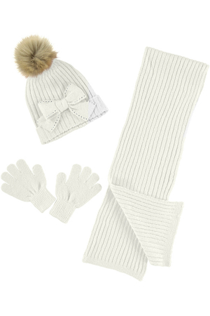 Шарфы Шапка+шарф+перчатки Белый