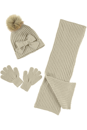 Перчатки Шапка+шарф+перчатки Бежевый