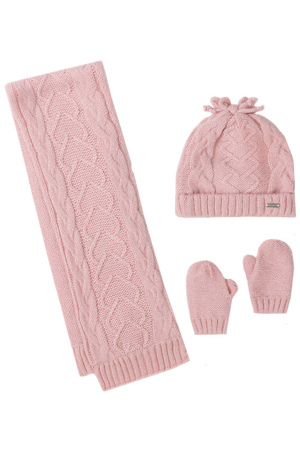 Перчатки/Варежки Шапка+шарф+варежки Розовый