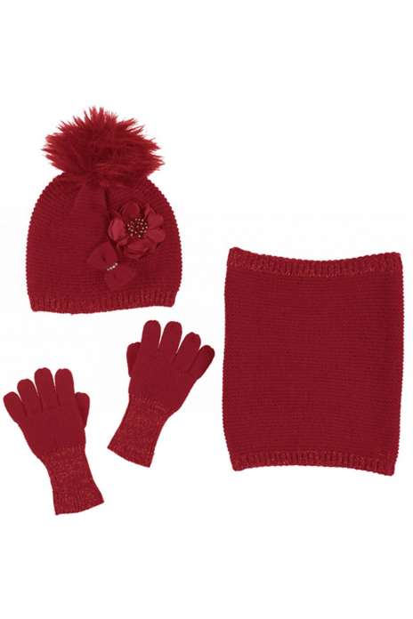 Шапки Шапка+шарф+перчатки Красный