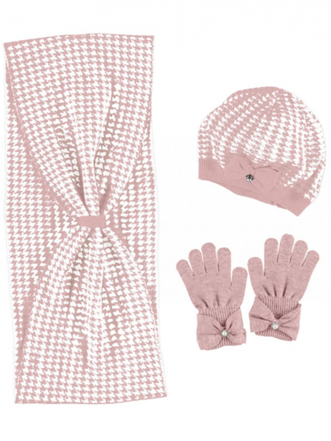 Шапки Шапка+шарф+перчатки Розовый