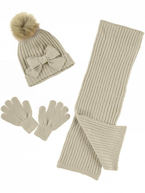 Шапки с помпоном Шапка+шарф+перчатки Бежевый