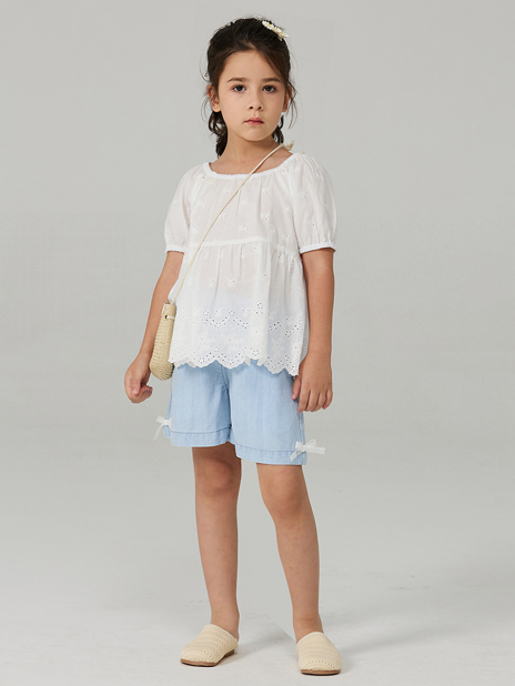 Короткий рукав Блузка Белый