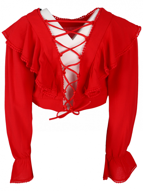 Длинный рукав Блуза Красный