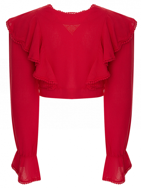 Длинный рукав Блуза Красный